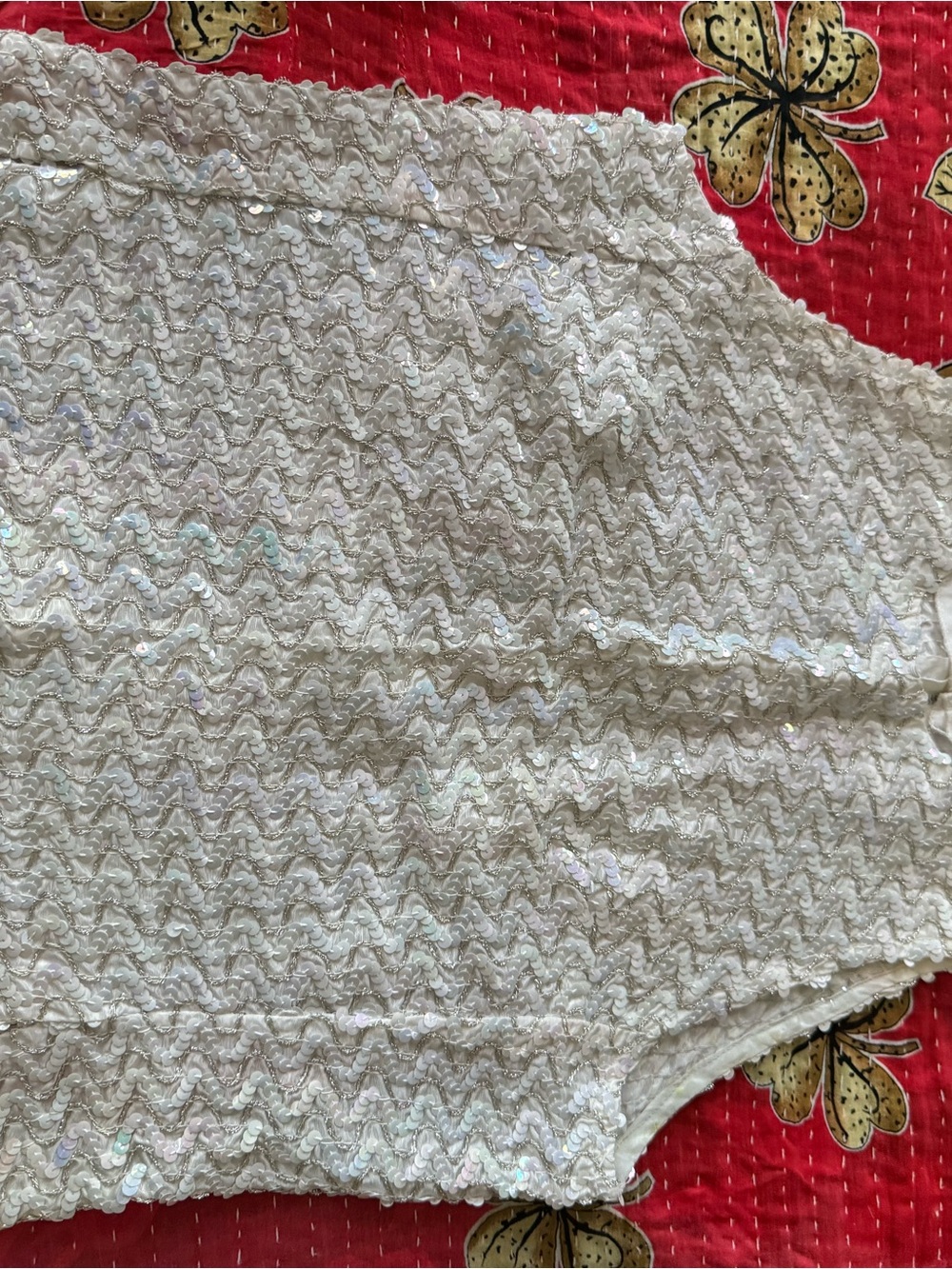 Vintage White Sequin Smocked Camisole